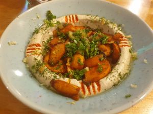 Mushroom hummus 8/10 there humus not to my personal preference though not salty enough at Asalam Restaurant in Jeju