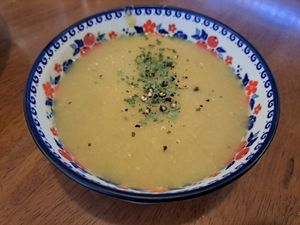 Complimentary soup at Asalam Restaurant in Jeju