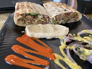 Falafel sandwich w/ hummus at Asalam Restaurant in Jeju