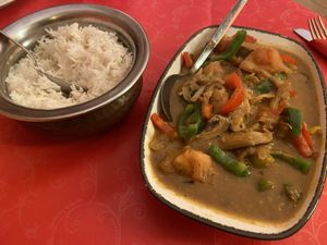 Vegetables and rice  at Buddha Haus in Berlin