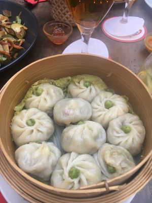 mono vegan dumplings filled with vegetables  at Buddha Haus in Berlin