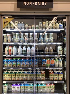 An impressive offering of plant milks. The future is vegan! at Whole Foods Market in Indianapolis