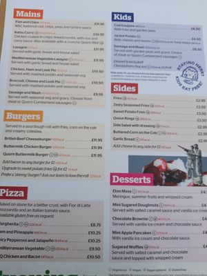 Evening menue at YHA in Broad Haven