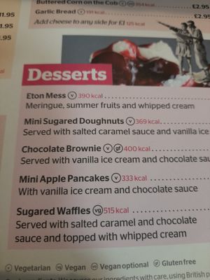 Desserts at YHA in Broad Haven
