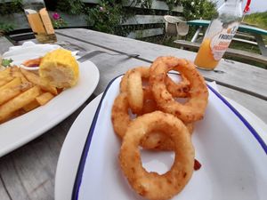 Tasty onion rings at YHA in Broad Haven