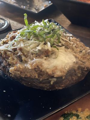 Appetizer sampler continued... stuffed mushroom. It tasted like thanksgiving  at Tarantino's Vegan in Las Vegas