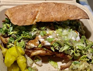 Italian deli sub - I ate half when it was served warm and the other half in the fridge and I liked it a lot better cold! Delicious either way though  at Tarantino's Vegan in Las Vegas