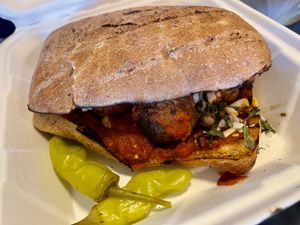 Meatball sandwich  at Tarantino's Vegan in Las Vegas