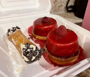 Berry tarts and cannoli - the tarts are perfection  at Tarantino's Vegan in Las Vegas