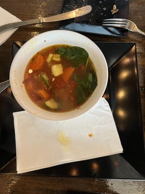 Minestrone without the pasta  at Tarantino's Vegan in Las Vegas