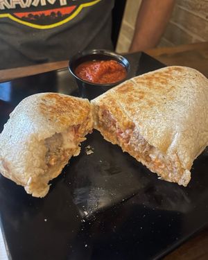 Meatball calzone   at Tarantino's Vegan in Las Vegas