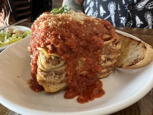 Lasagna - a massive piece!  at Tarantino's Vegan in Las Vegas