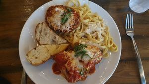 Chicken parm, lasagne, fettuccine Alfredo at Tarantino's Vegan in Las Vegas