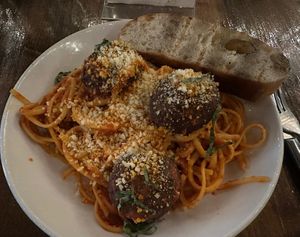 Build your own linguini and meatballs  at Tarantino's Vegan in Las Vegas