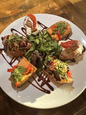 Bruschetta trio  at Tarantino's Vegan in Las Vegas