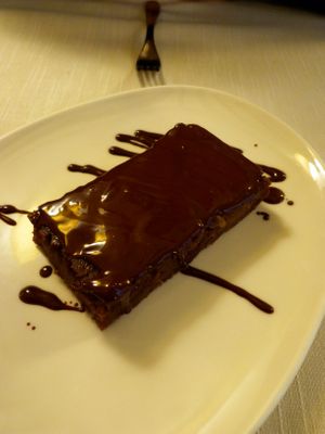 local cake (don't remember the name), like breadpudding, with hot chocolate sauce. yummy! at Il Lughino in Como