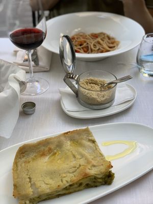 Asparagus lasagna, parmesan and pasta  at Il Lughino in Como