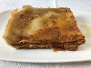 Lasagne with soy  at Il Lughino in Como