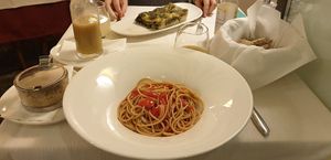 Tomato Spaghetti but very watery and not much sauce   at Il Lughino in Como
