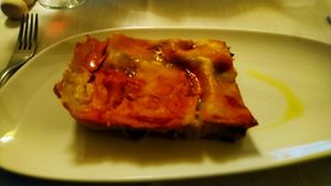 Aubergine, tomato, and fresh mint lasagna at Il Lughino in Como