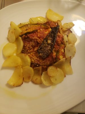 Secondo - millefoglie di melanzane e zucchine (tipo parmigiana) at Il Lughino in Como