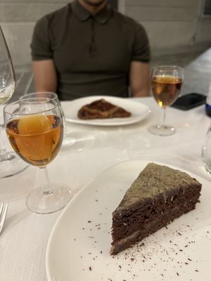 Chocolate cake and apricot cake  at Il Lughino in Como