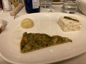 Antipasto del Lughino, con insalata russa, torta salata di verdure e paté di cicerchie #Veganuary at Il Lughino in Como