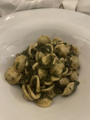 Orichiette in turnip greens - the best thing we tried in my opinion !  at Il Lughino in Como