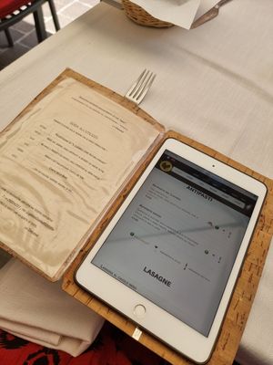 Tablet with info and menu at Il Lughino in Como