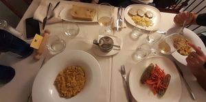 Risotto ai funghi, zucchine ripiene di legumi, scaloppine di seitan e lasagne zucchine e porri at Il Lughino in Como