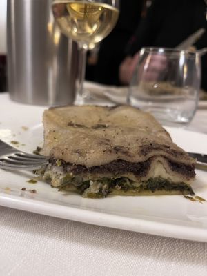 Lasagne, tasted so much better than it looks!!!  at Il Lughino in Como