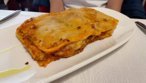 Lasagna bolognese con ragù di soia at Il Lughino in Como
