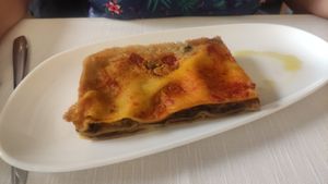 Lasaña de berenjena at Il Lughino in Como