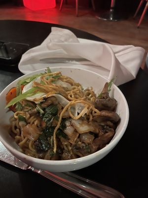 Dan Dan no pork extra mushrooms!  at Kitchen in the Desert in Twentynine Palms