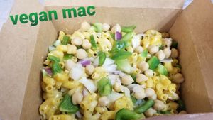 Mac topped with veggies at The Cheesy Chick in Williamsville