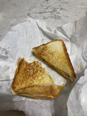 The grilled cheese did not come with the bite in it. I just got too excited   at The Cheesy Chick in Williamsville