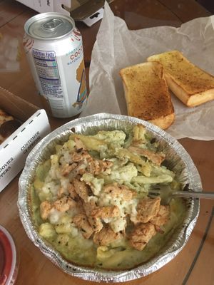 Pesto pasta with “chicken" at Pizza Presto in Pico Rivera