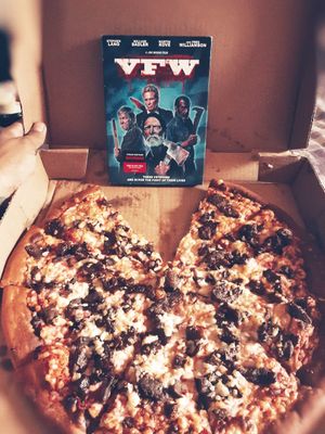 It's real vegan Pizza dont mind the movie this pizza is great. at Pizza Presto in Pico Rivera