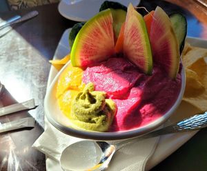 Beet and carrot hummus  at Gertrude's in Phoenix