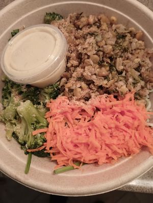 My bowl with french carrots, vinaigrette, and ground flax seeds. at Seedbol Kitchen in Rehoboth Beach