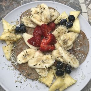 Tropical pancakes  at Vibes Cafe in South West London