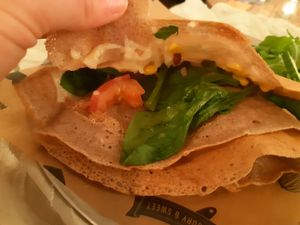 Inside of the crepe at Crêpeaffaire in Haarlem