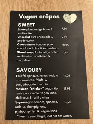 vegan menu  at Crêpeaffaire in Haarlem