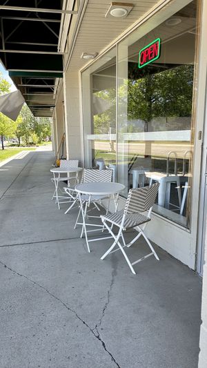 Outdoor seating facing Main  at Farmacy in Bozeman