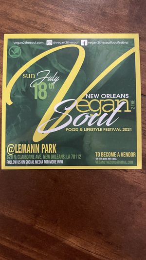 Flyer for an event at I-tal Garden in New Orleans