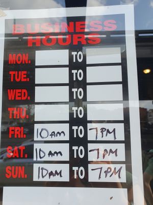 Opening times (photo from March 23) at I-tal Garden in New Orleans