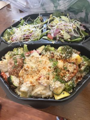 Cajun pasta and chef salad  at I-tal Garden in New Orleans