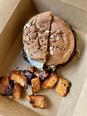 Burger off the kids menu (kiddo was happy with it!)  at I-tal Garden in New Orleans