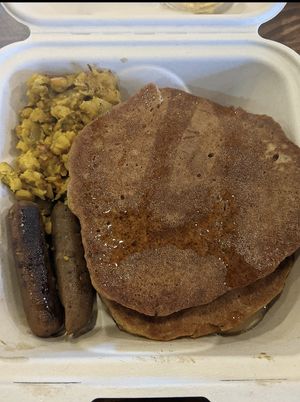 Pancake platter 🥰🔥 at I-tal Garden in New Orleans