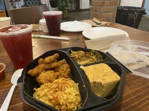 Oyster bites with sides  at I-tal Garden in New Orleans